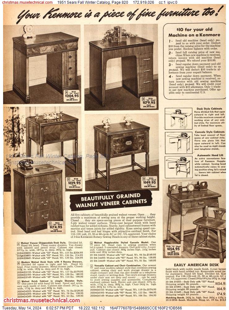 1951 Sears Fall Winter Catalog, Page 820