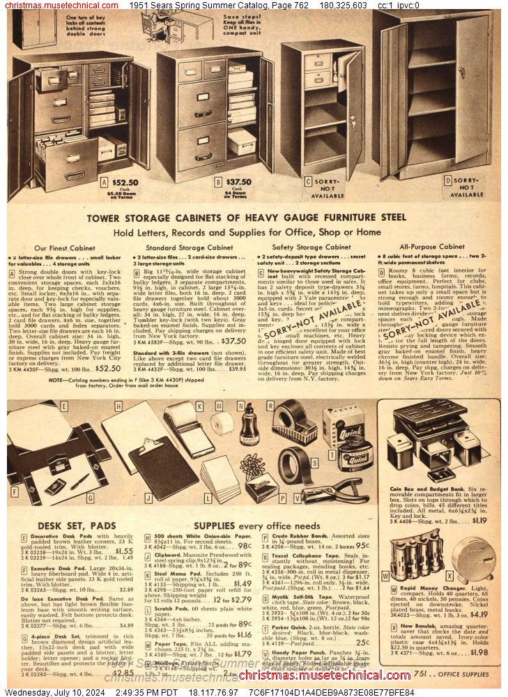 1951 Sears Spring Summer Catalog, Page 762