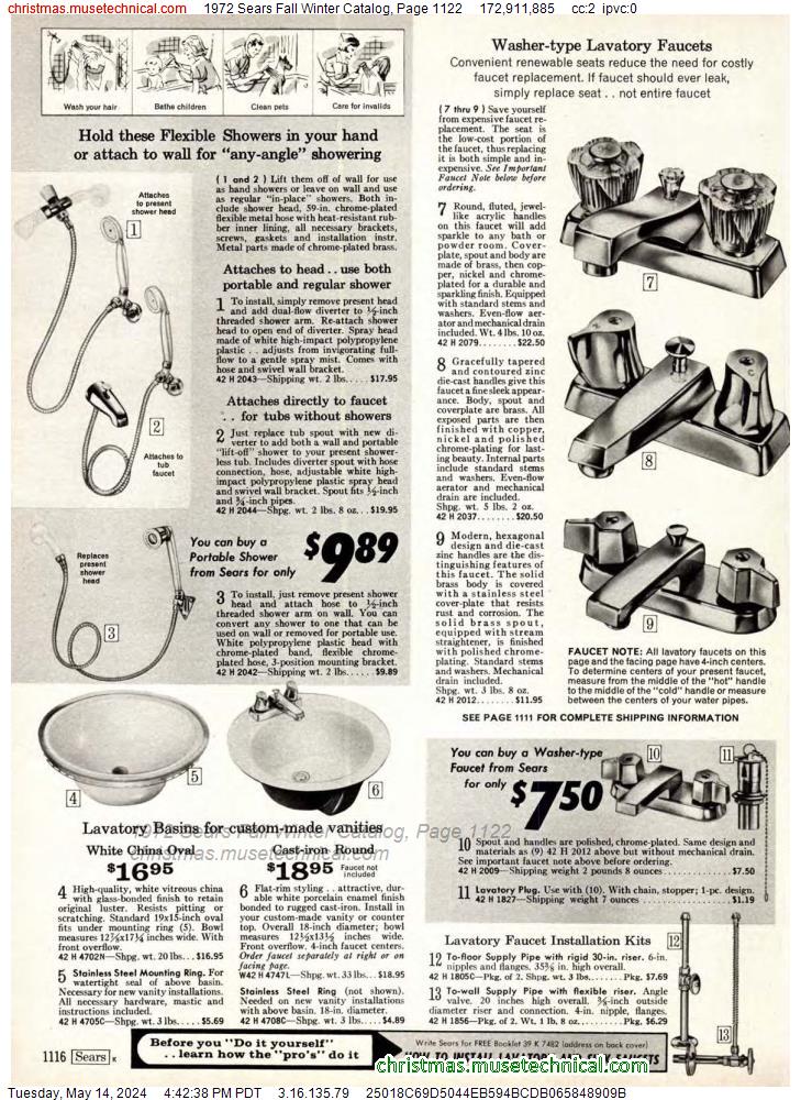 1972 Sears Fall Winter Catalog, Page 1122