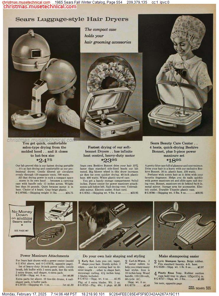 1965 Sears Fall Winter Catalog, Page 554