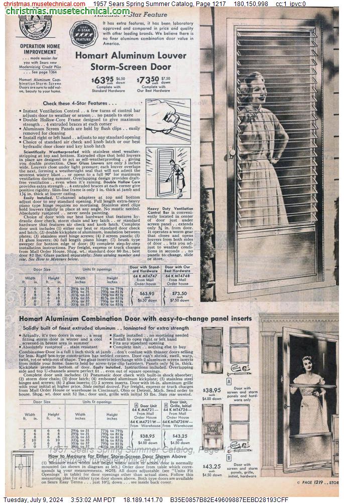1957 Sears Spring Summer Catalog, Page 1217