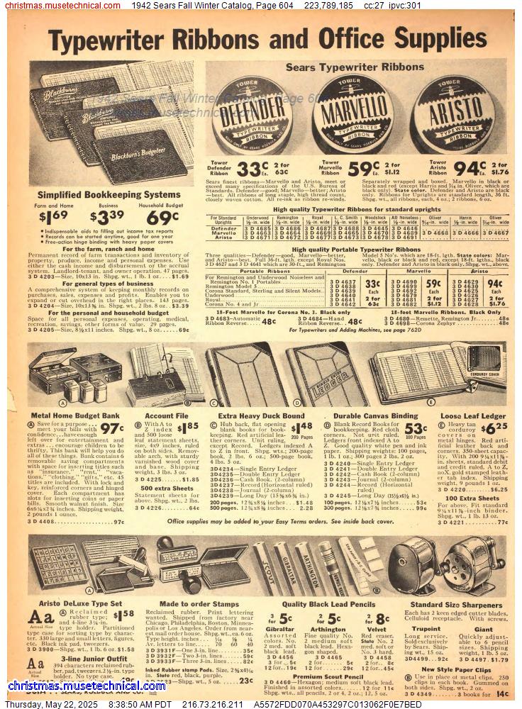 1942 Sears Fall Winter Catalog, Page 604
