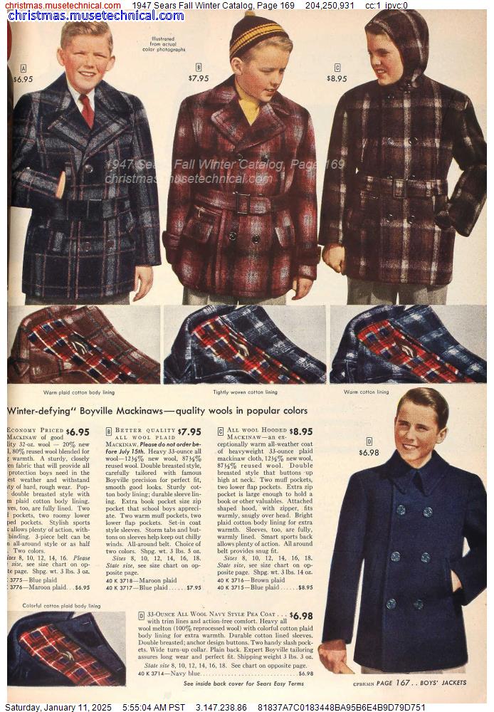 1947 Sears Fall Winter Catalog, Page 169