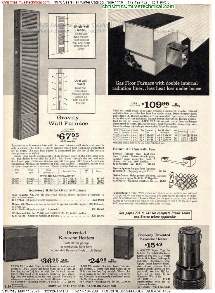 1970 Sears Fall Winter Catalog, Page 1116