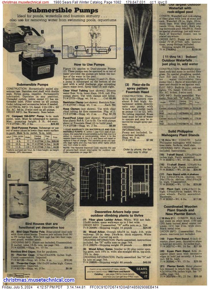 1980 Sears Fall Winter Catalog, Page 1082