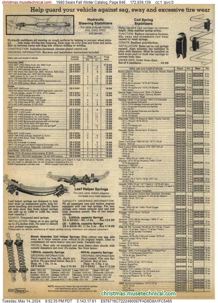 1980 Sears Fall Winter Catalog, Page 846