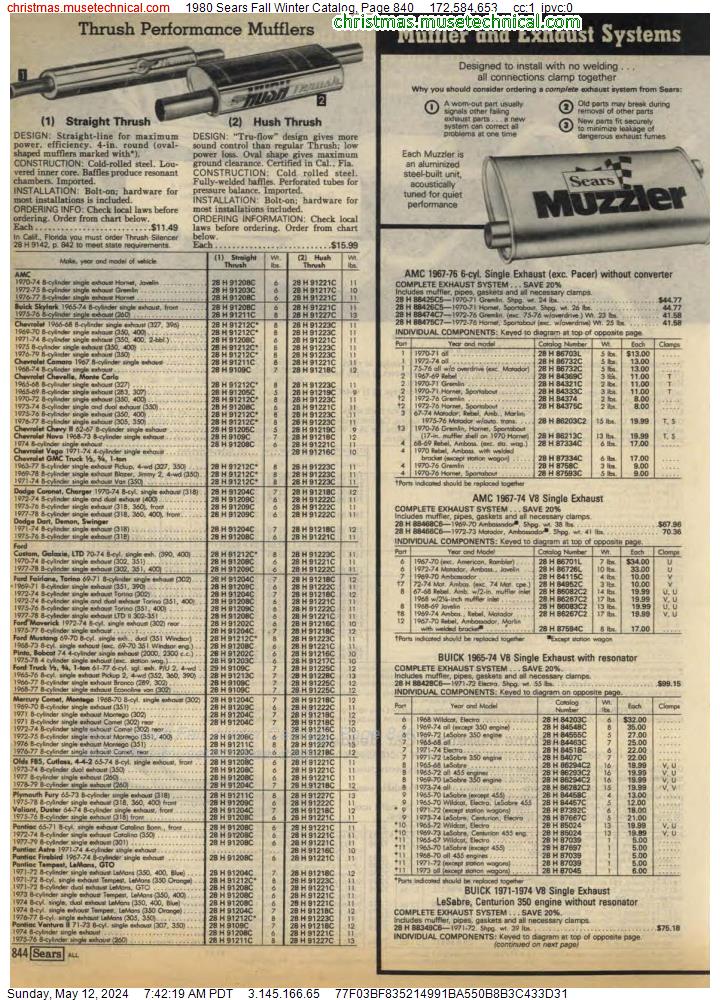 1980 Sears Fall Winter Catalog, Page 840