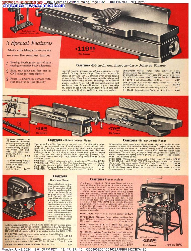 1960 Sears Fall Winter Catalog, Page 1051