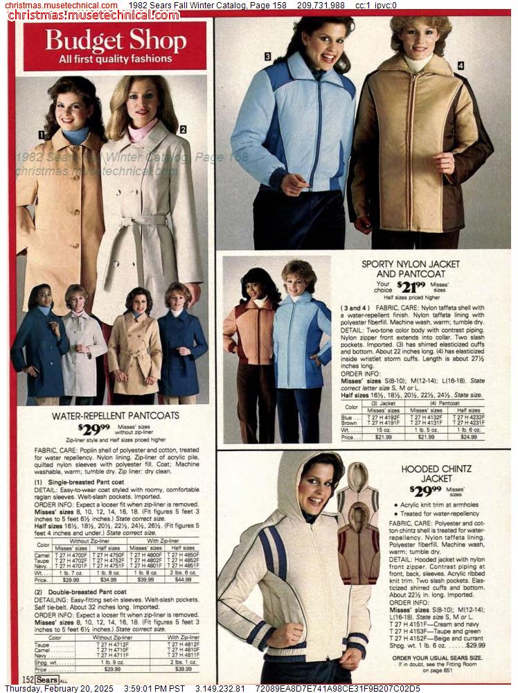 1982 Sears Fall Winter Catalog, Page 158