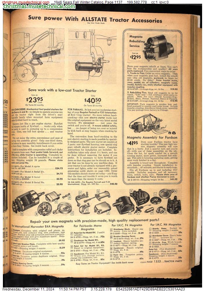 1946 Sears Fall Winter Catalog, Page 1137