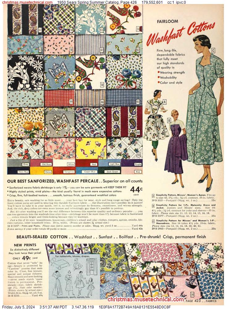 1950 Sears Spring Summer Catalog, Page 426