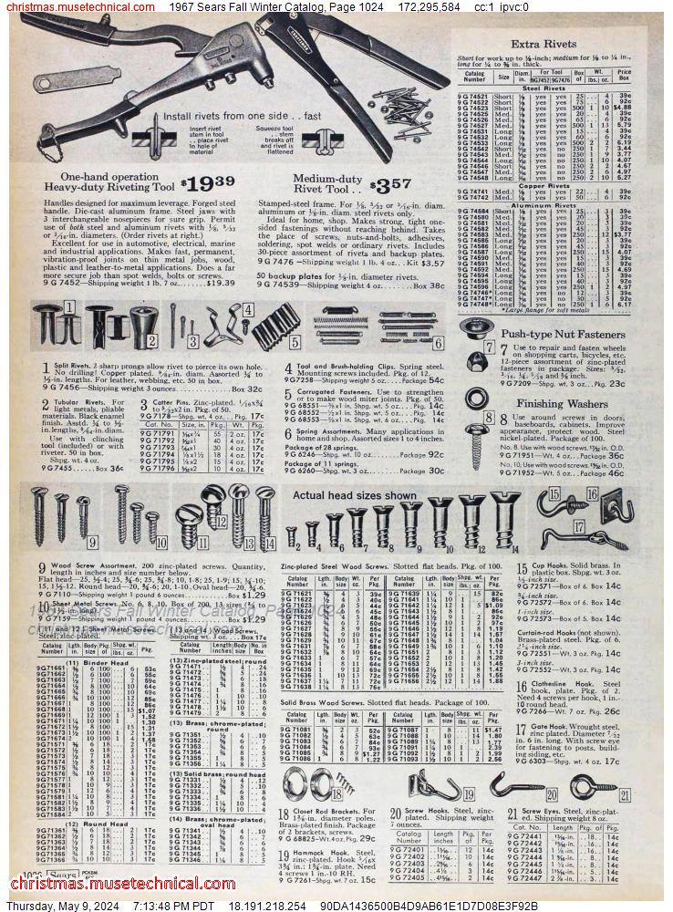 1967 Sears Fall Winter Catalog, Page 1024