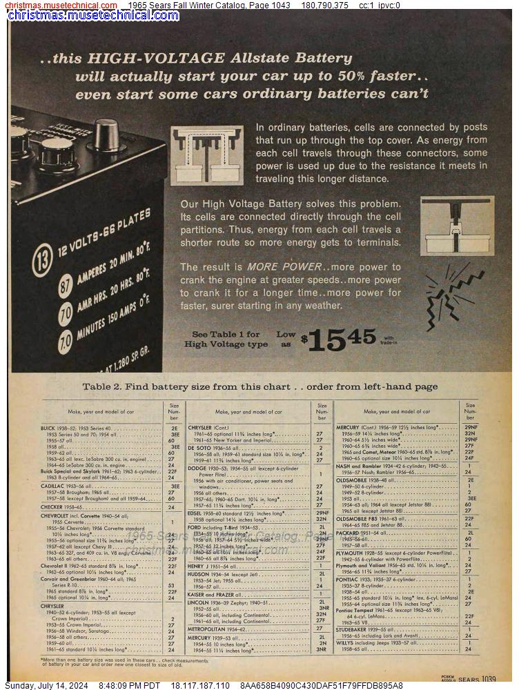 1965 Sears Fall Winter Catalog, Page 1043