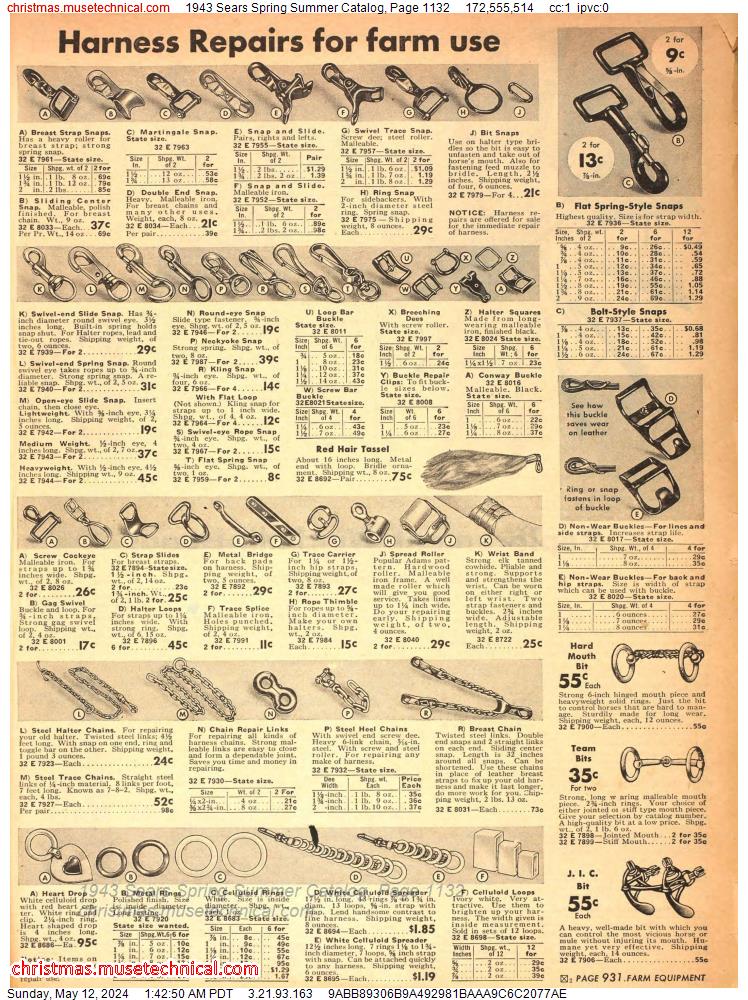 1943 Sears Spring Summer Catalog, Page 1132