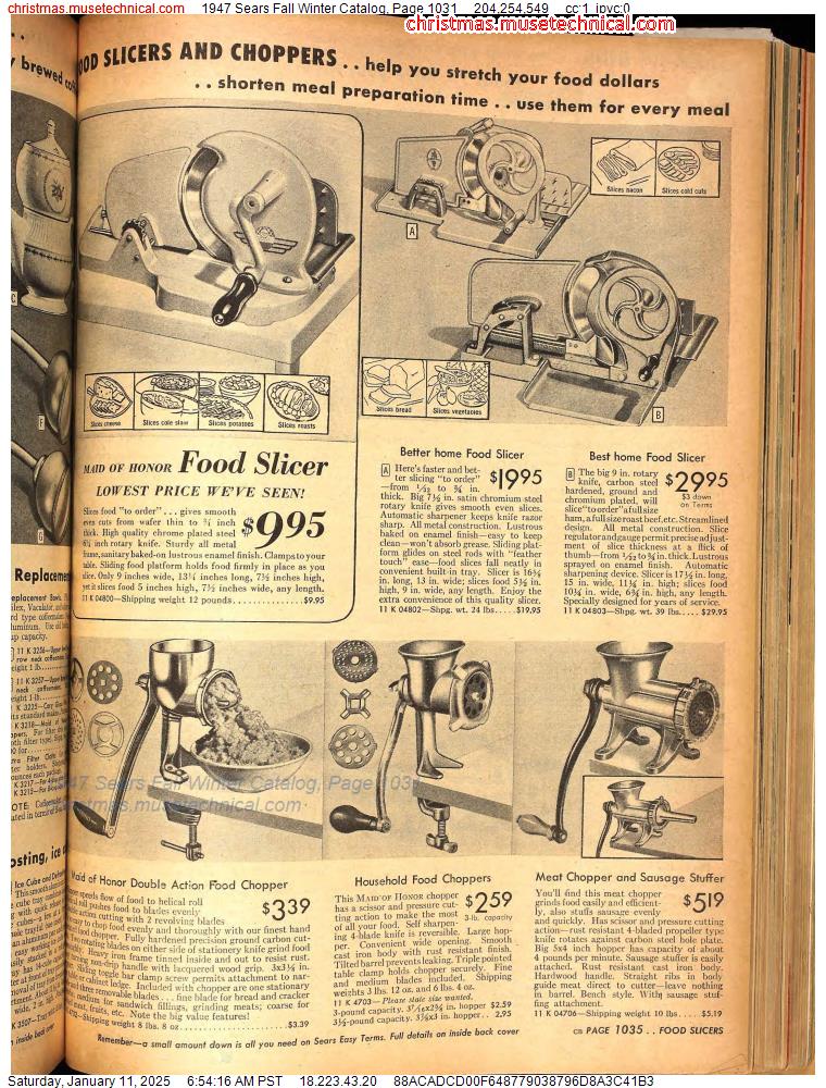 1947 Sears Fall Winter Catalog, Page 1031