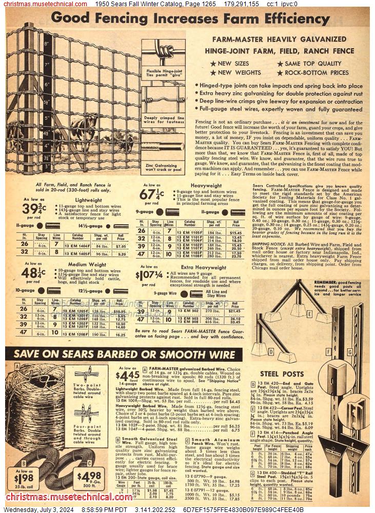 1950 Sears Fall Winter Catalog, Page 1265