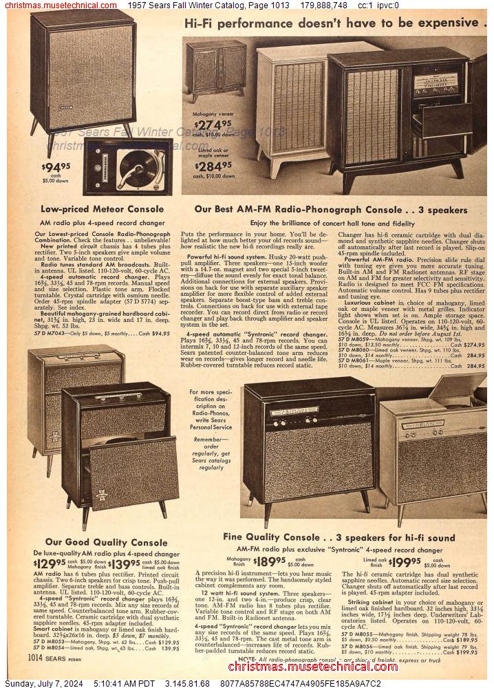 1957 Sears Fall Winter Catalog, Page 1013