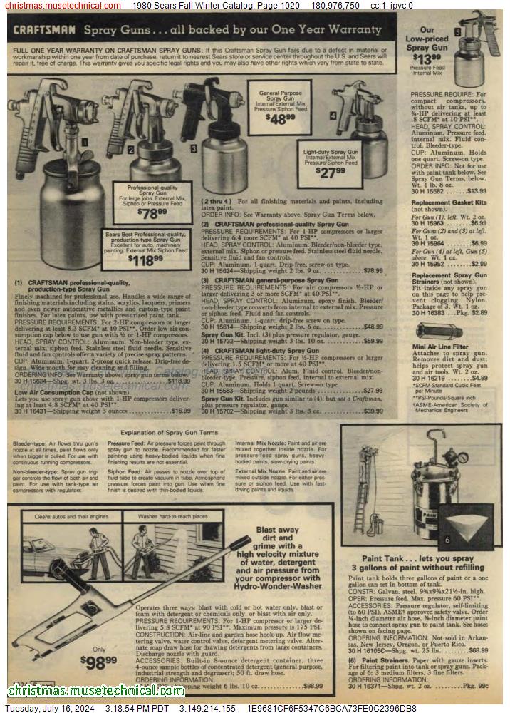 1980 Sears Fall Winter Catalog, Page 1020