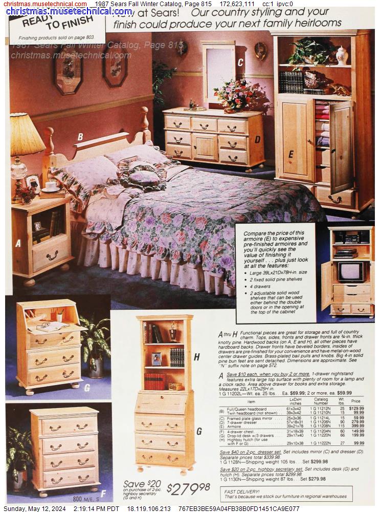 1987 Sears Fall Winter Catalog, Page 815