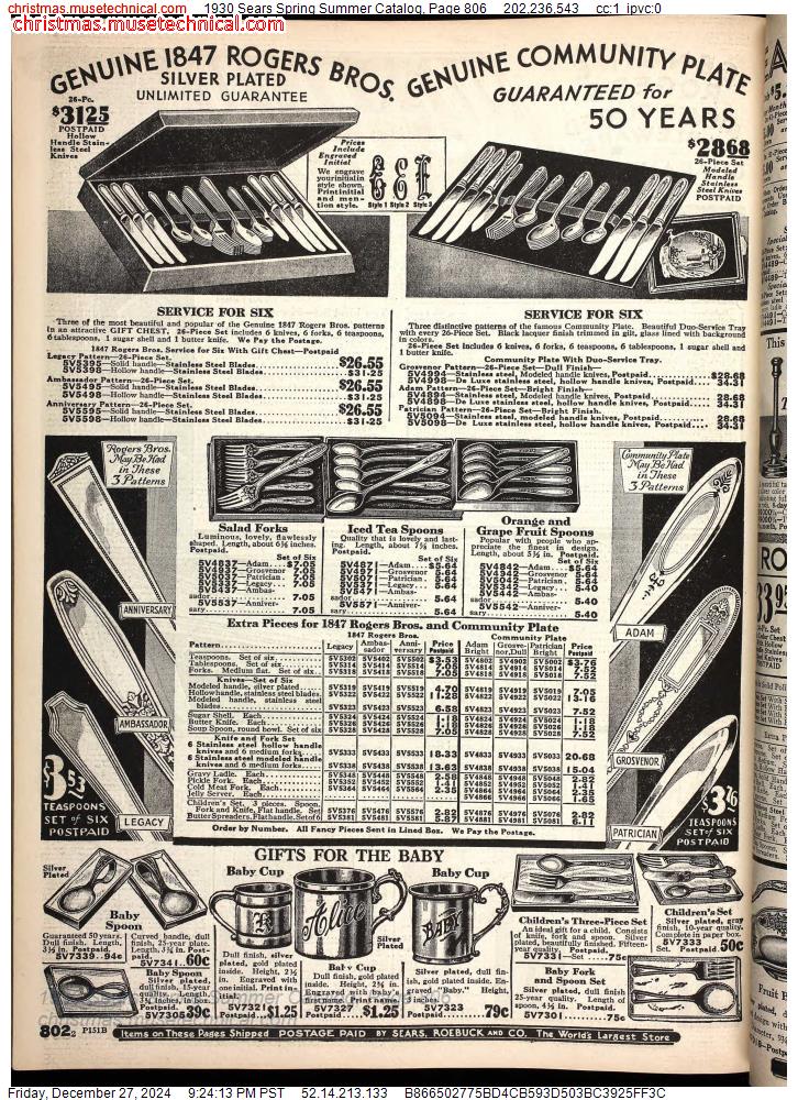 1930 Sears Spring Summer Catalog, Page 806