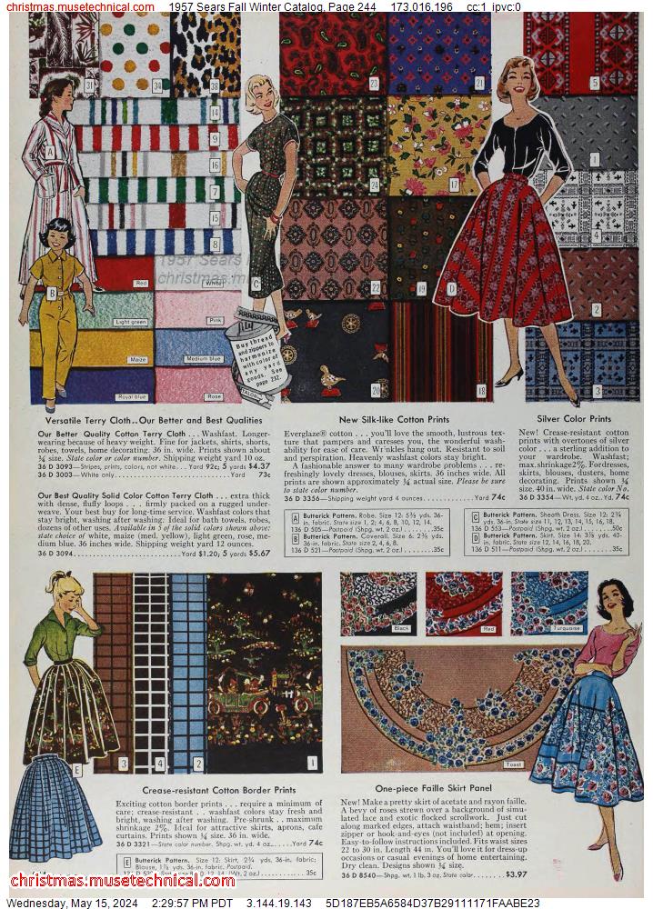 1957 Sears Fall Winter Catalog, Page 244