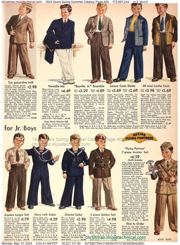 1943 Sears Spring Summer Catalog, Page 409