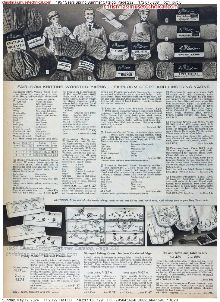 1957 Sears Spring Summer Catalog, Page 232