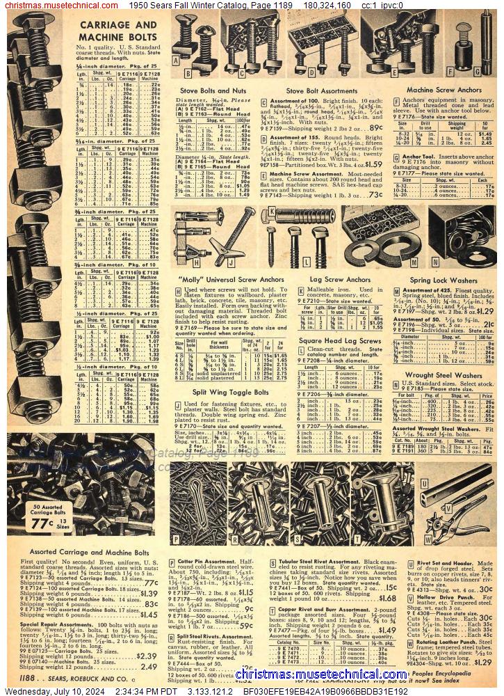 1950 Sears Fall Winter Catalog, Page 1189