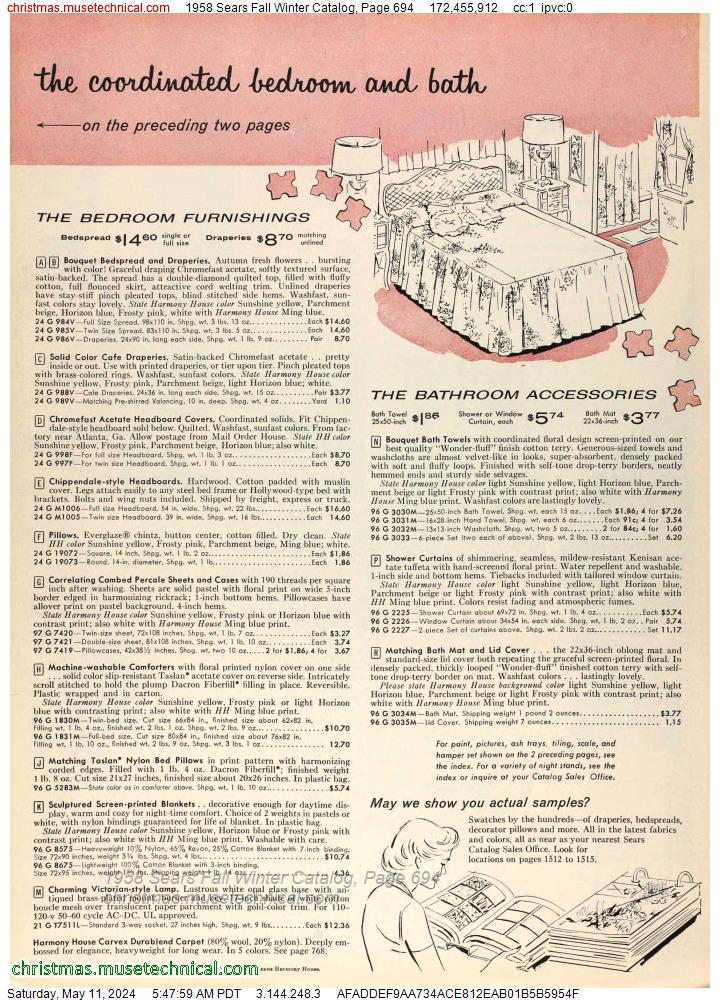 1958 Sears Fall Winter Catalog, Page 694