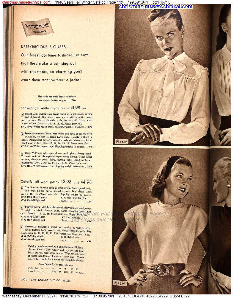 1946 Sears Fall Winter Catalog, Page 112