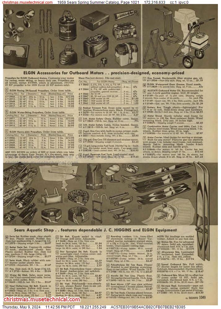 1959 Sears Spring Summer Catalog, Page 1021