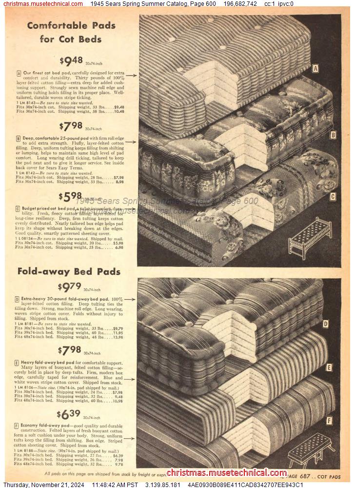 1945 Sears Spring Summer Catalog, Page 600