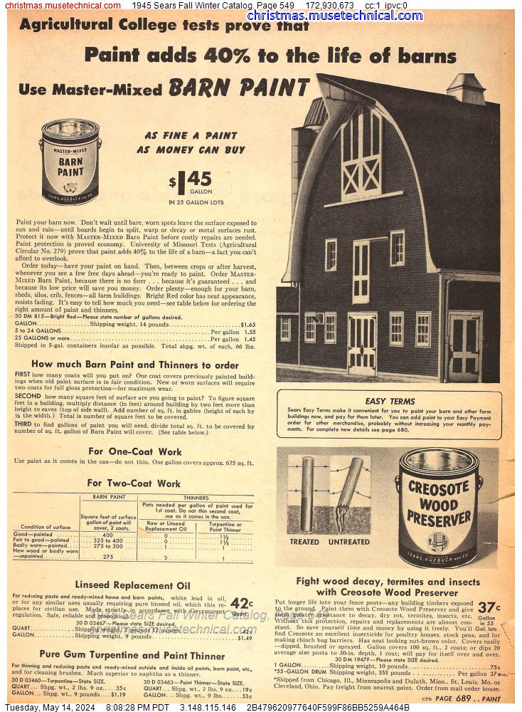 1945 Sears Fall Winter Catalog, Page 549