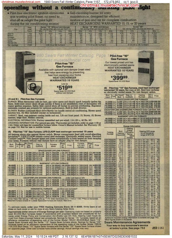 1980 Sears Fall Winter Catalog, Page 1157
