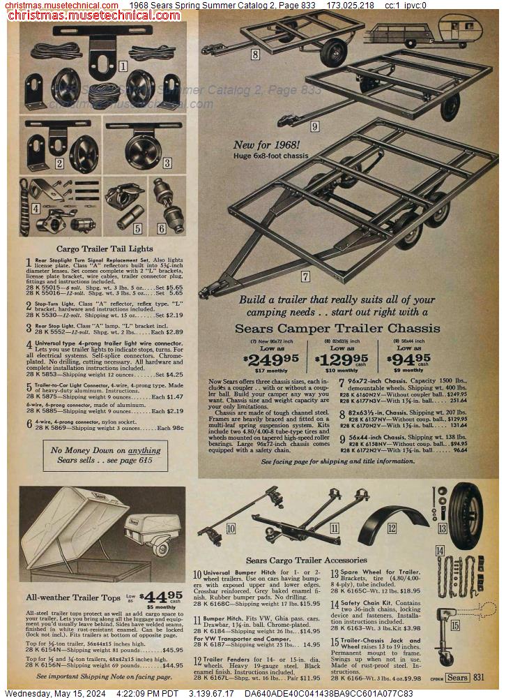 1968 Sears Spring Summer Catalog 2, Page 833