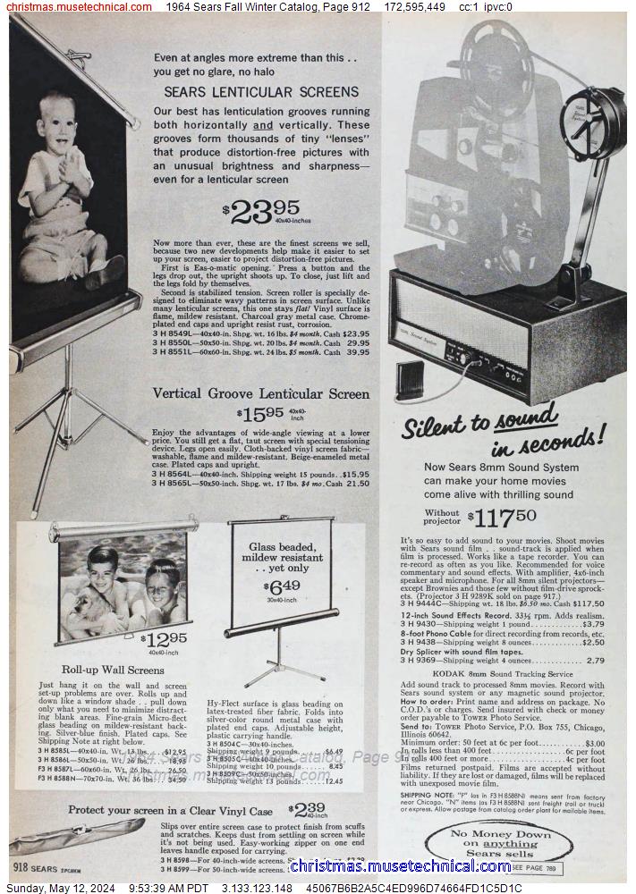 1964 Sears Fall Winter Catalog, Page 912
