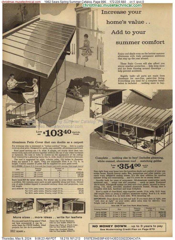 1962 Sears Spring Summer Catalog, Page 996