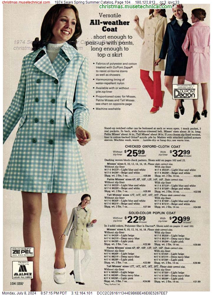 1974 Sears Spring Summer Catalog, Page 104