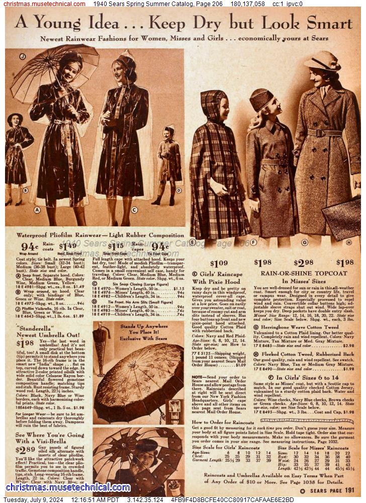 1940 Sears Spring Summer Catalog, Page 206
