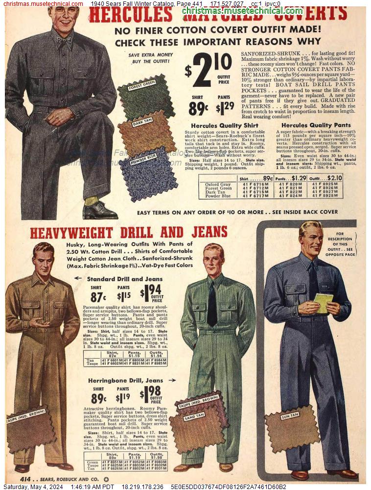 1940 Sears Fall Winter Catalog, Page 441