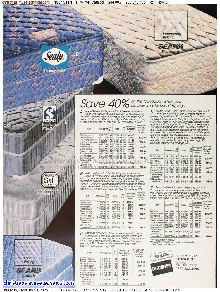 1987 Sears Fall Winter Catalog, Page 803