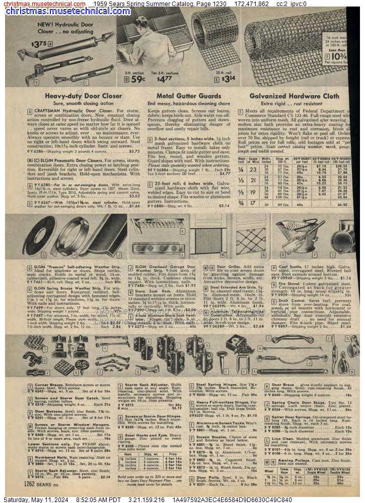 1959 Sears Spring Summer Catalog, Page 1230