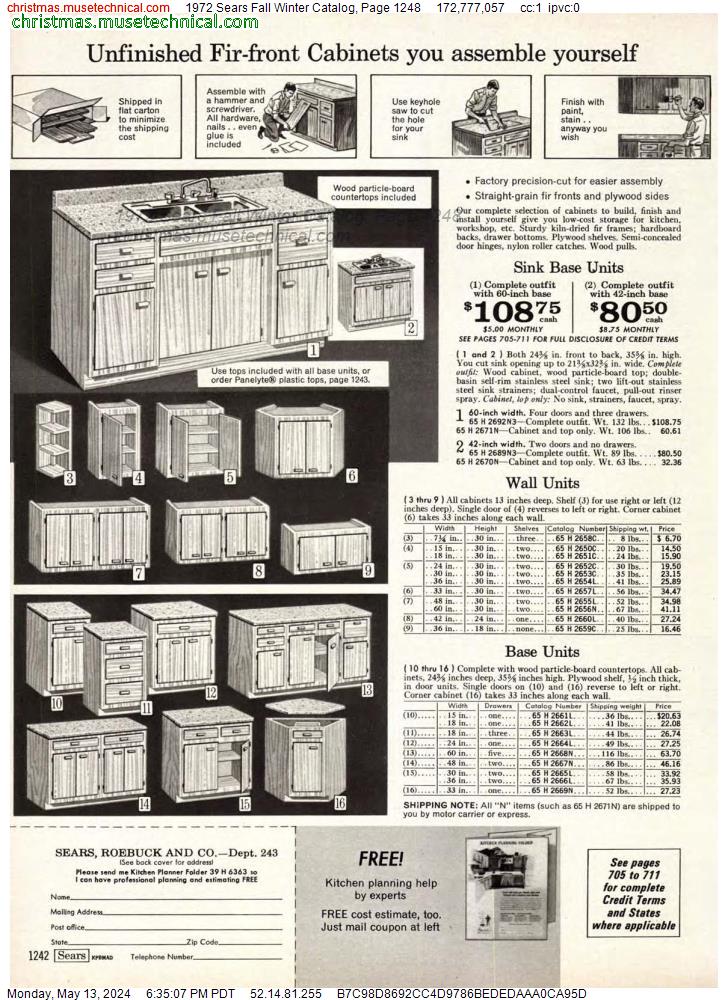 1972 Sears Fall Winter Catalog, Page 1248