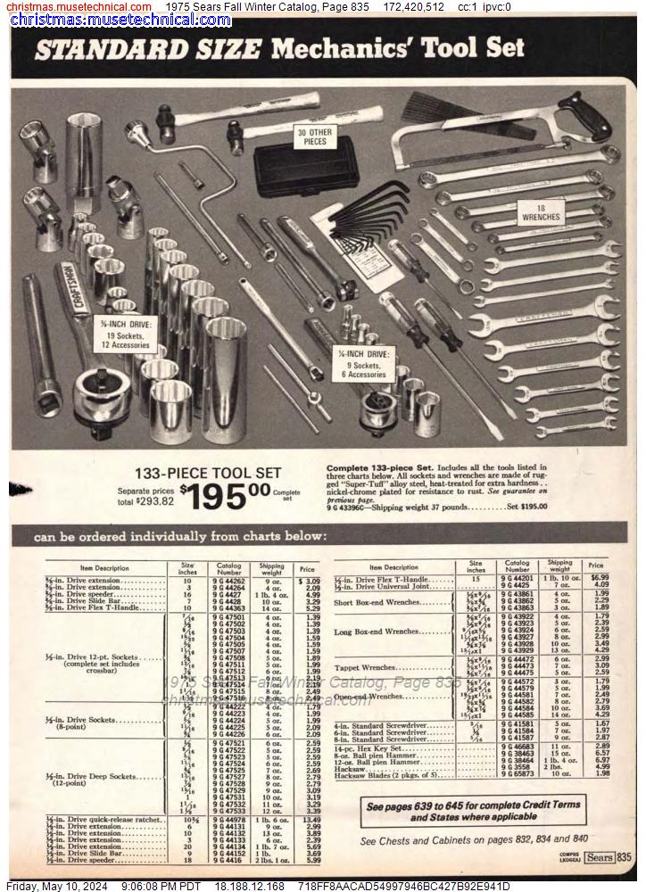 1975 Sears Fall Winter Catalog, Page 835