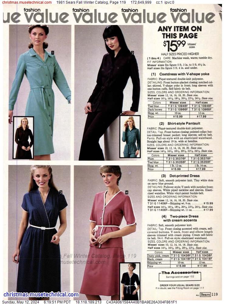1981 Sears Fall Winter Catalog, Page 119