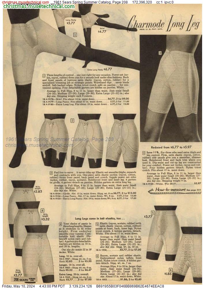 1961 Sears Spring Summer Catalog, Page 208