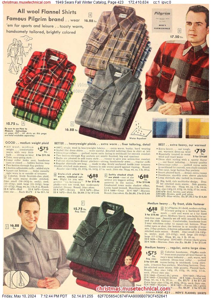 1949 Sears Fall Winter Catalog, Page 423