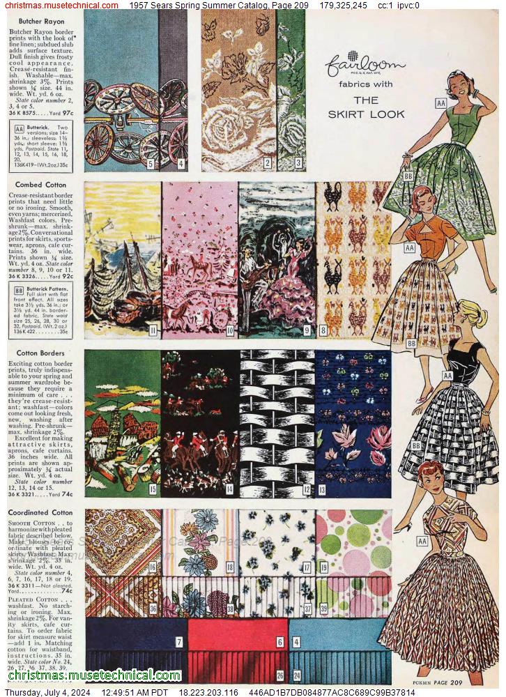 1957 Sears Spring Summer Catalog, Page 209