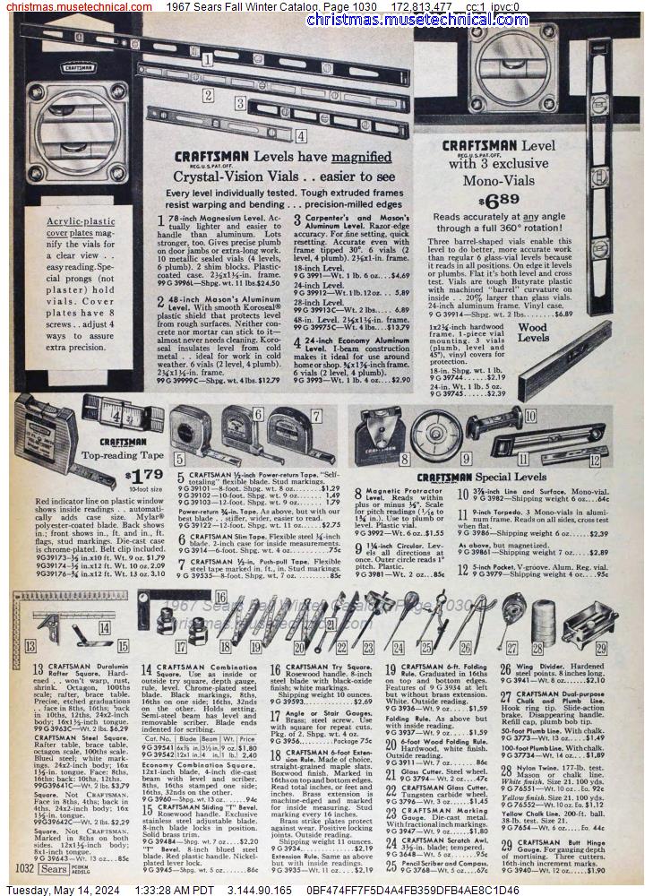 1967 Sears Fall Winter Catalog, Page 1030