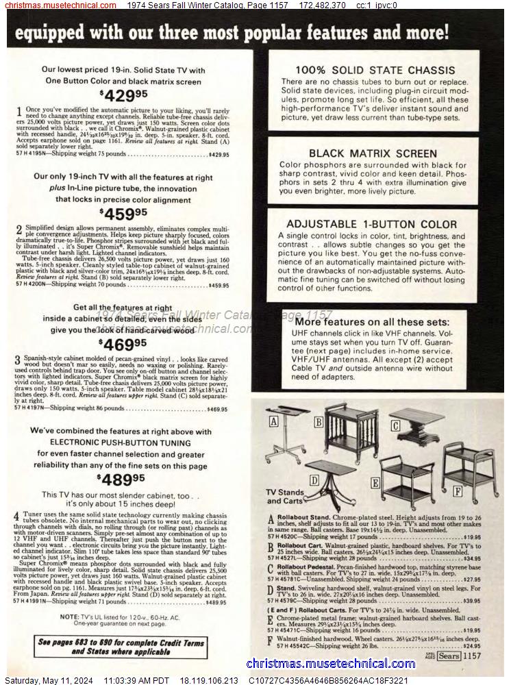 1974 Sears Fall Winter Catalog, Page 1157